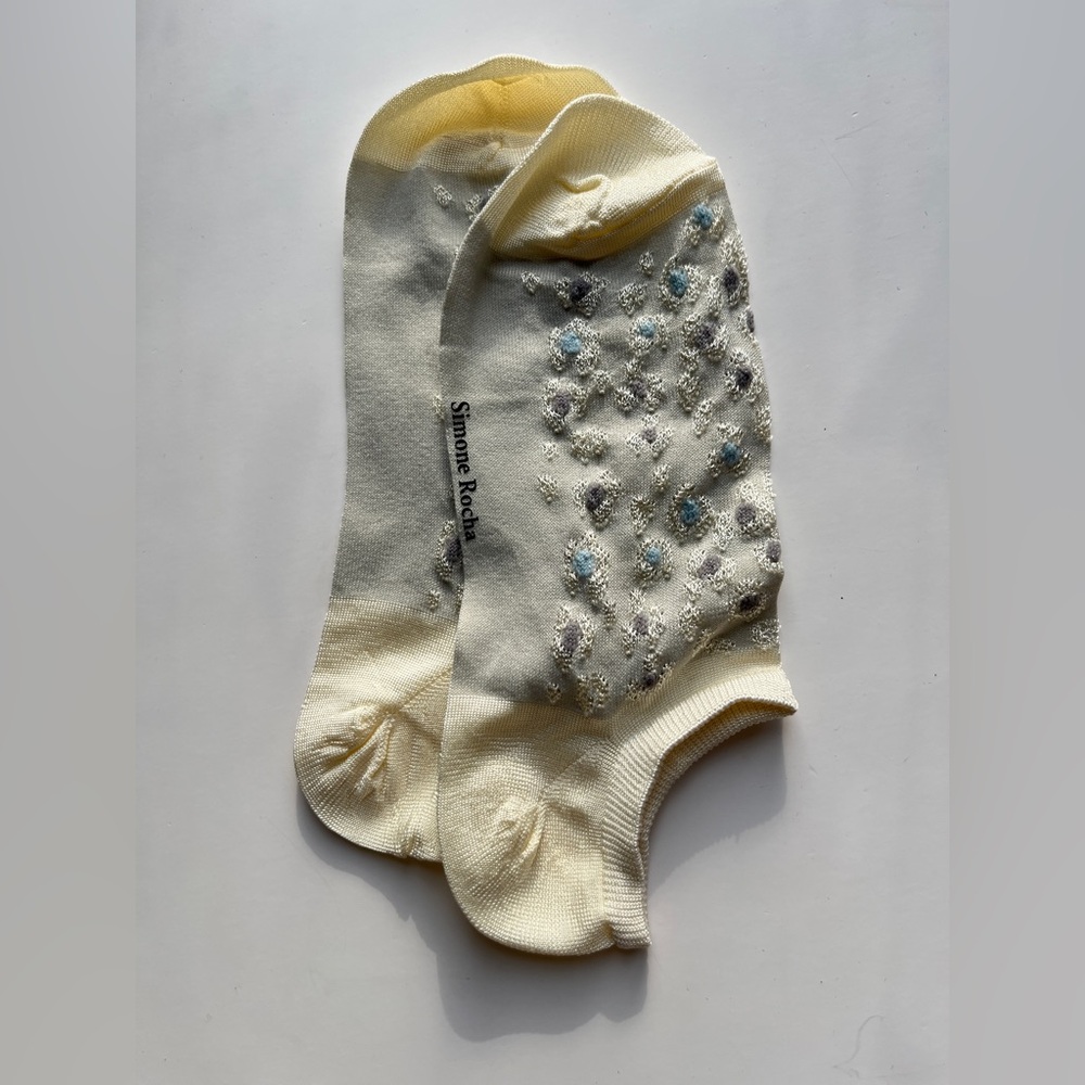 Simone Rocha Ivory and Silver Embellished Socks